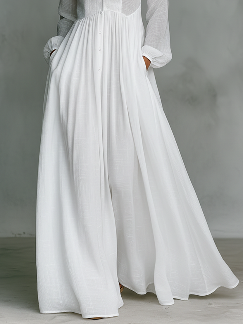 Marta - Maxi Dress with Patchwork Details and High Collar