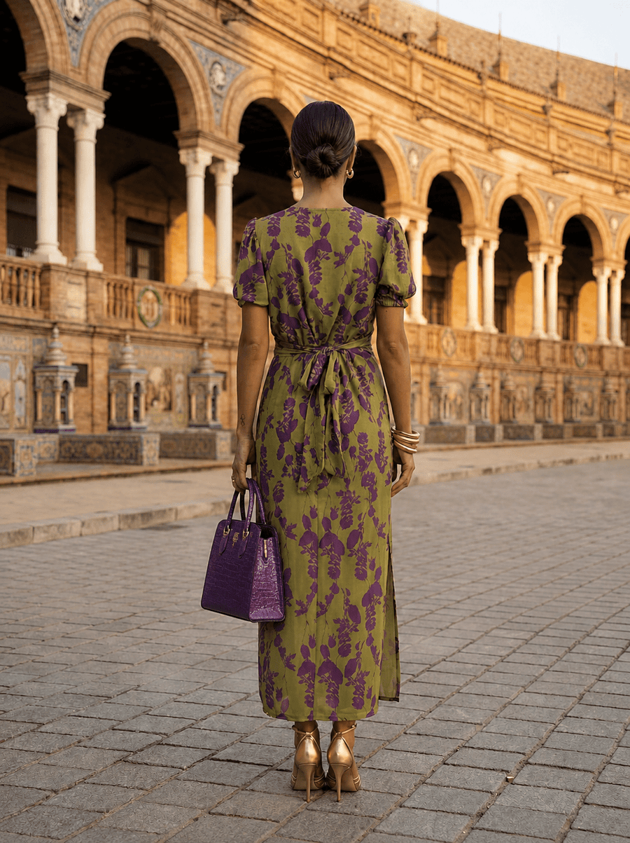 Daniela™ | Floral Maxi Dress with Flowing Draping