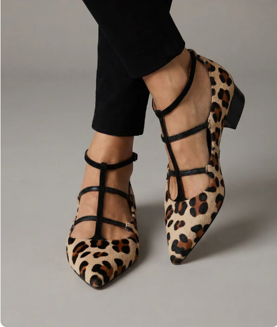 Franca | Heeled Shoes with Leopard Print Strap
