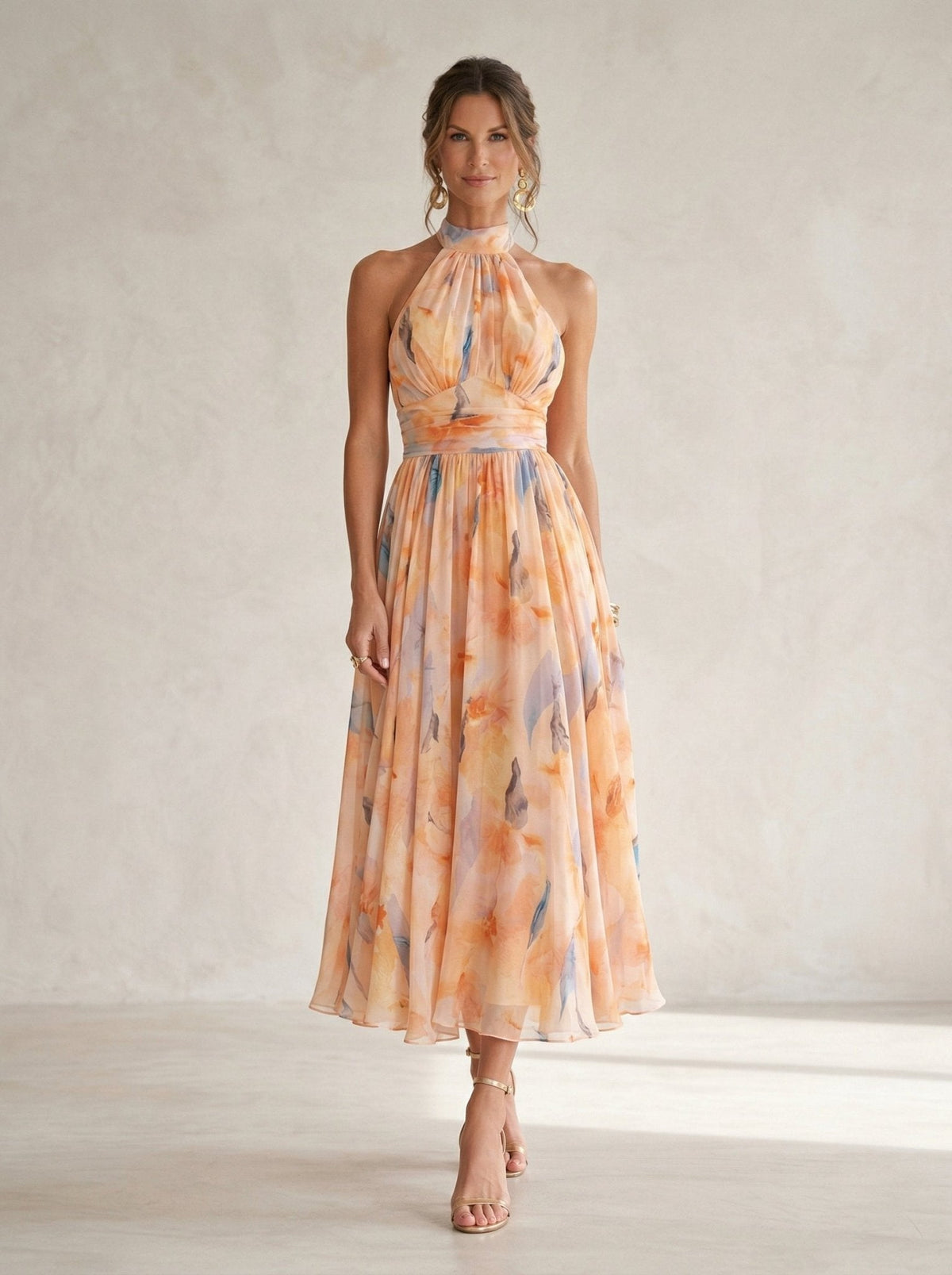 Carmen™ | Halter Dress with Watercolour Print