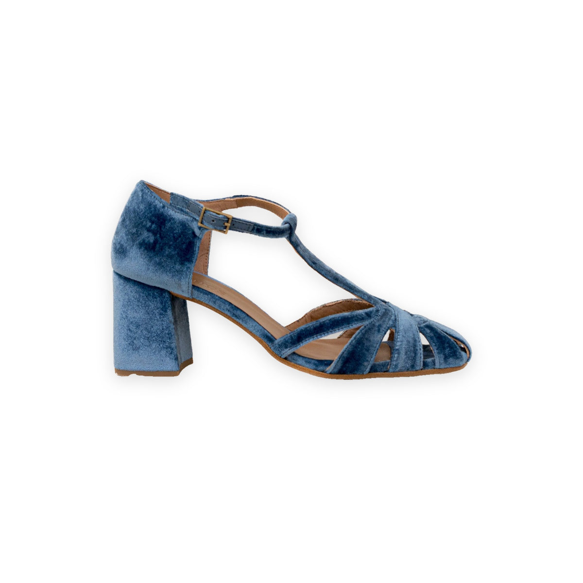 Hannah | Indigo T-Bar Block Sandals