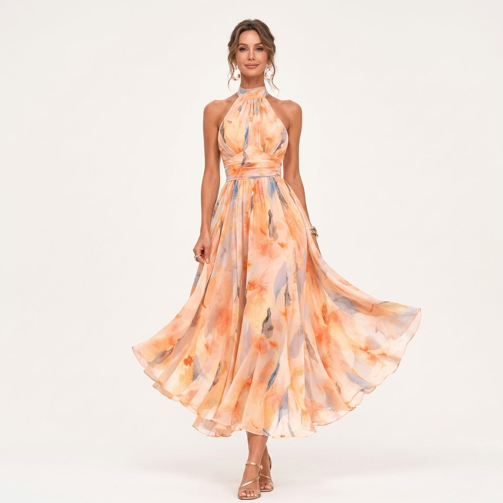 Deymira | Watercolour Halter Dress