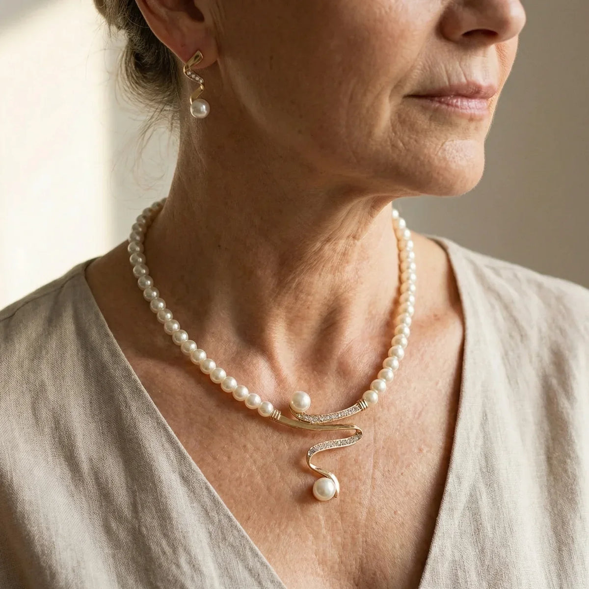 Elegant jewellery set with pearls