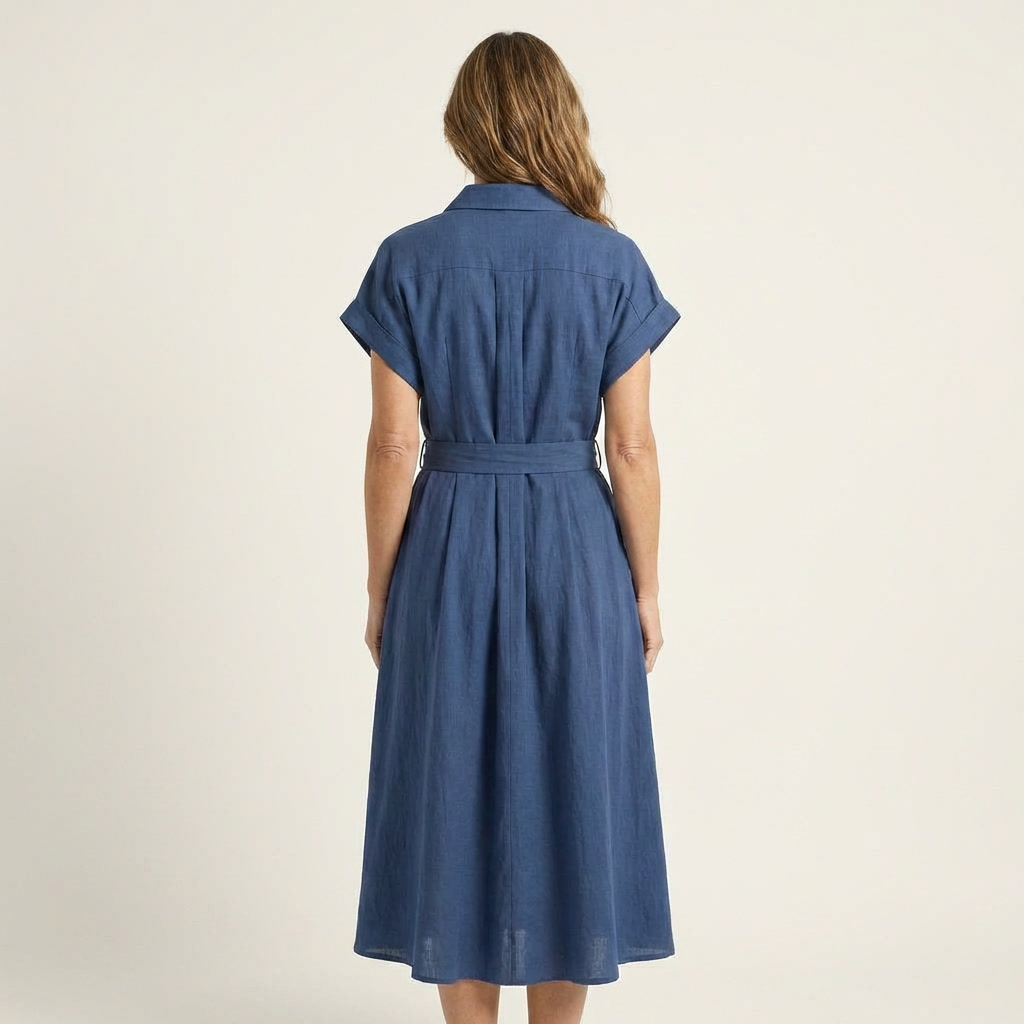 Melody | Midi Denim Button-Up Dress with Belt