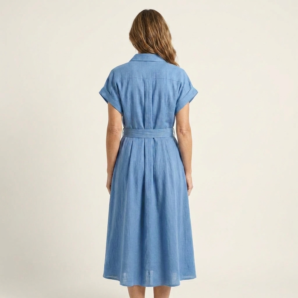 Melody | Midi Denim Button-Up Dress with Belt