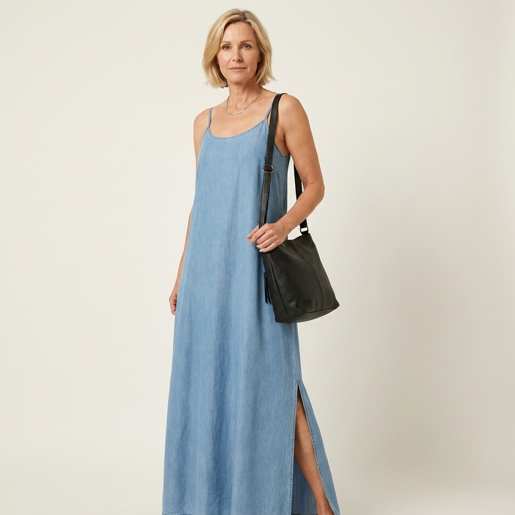 Azure | Denim Maxi Dress with Side Split