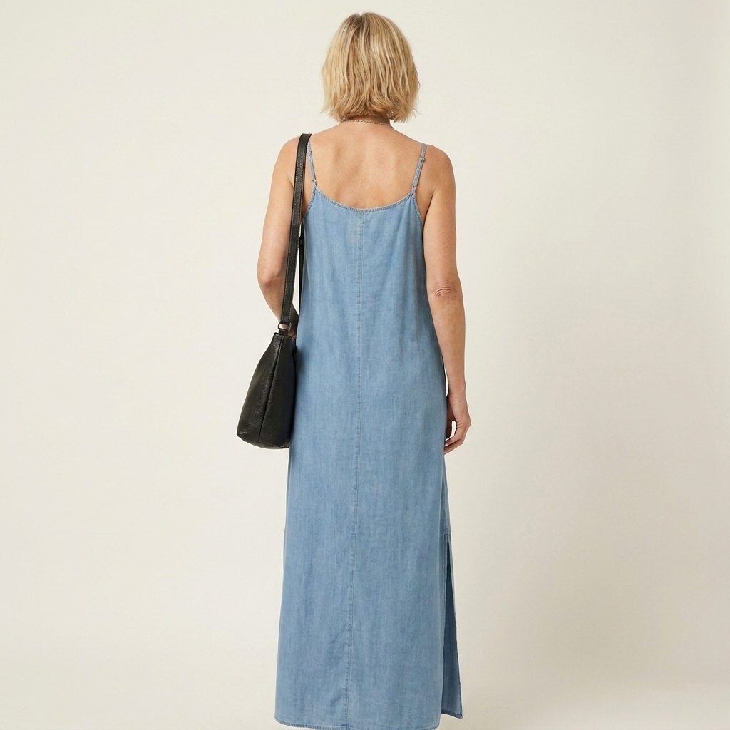 Azure | Denim Maxi Dress with Side Split