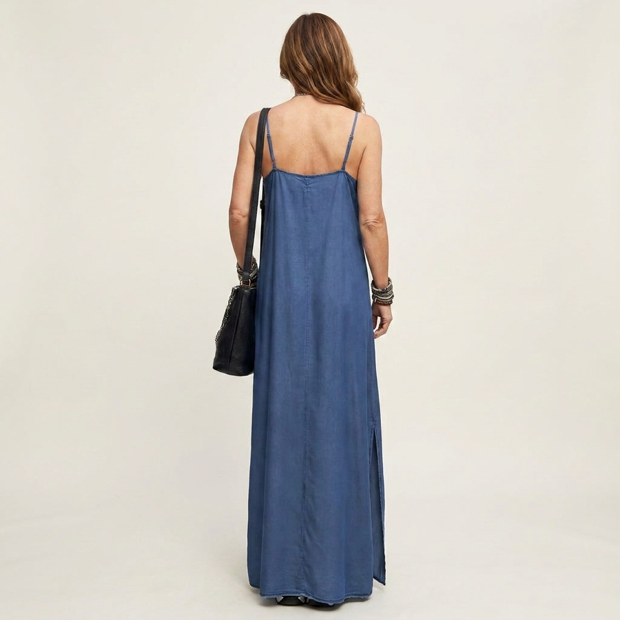 Azure | Denim Maxi Dress with Side Split