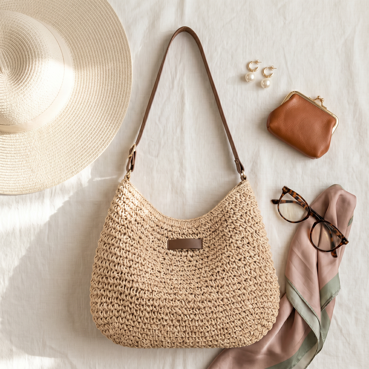 Cinzia | Elegant Woven Bag - Sand