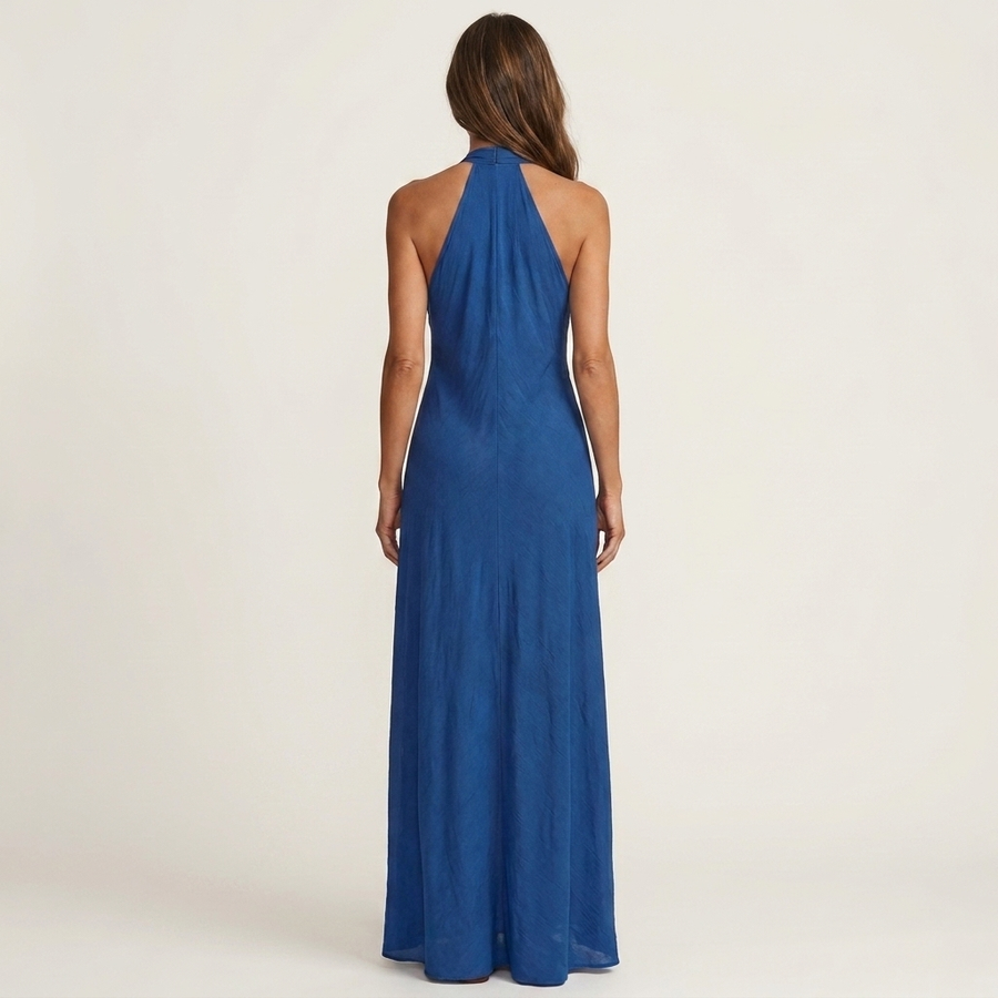 Lilliana | Deep V Halter Neck Draped Maxi Dress
