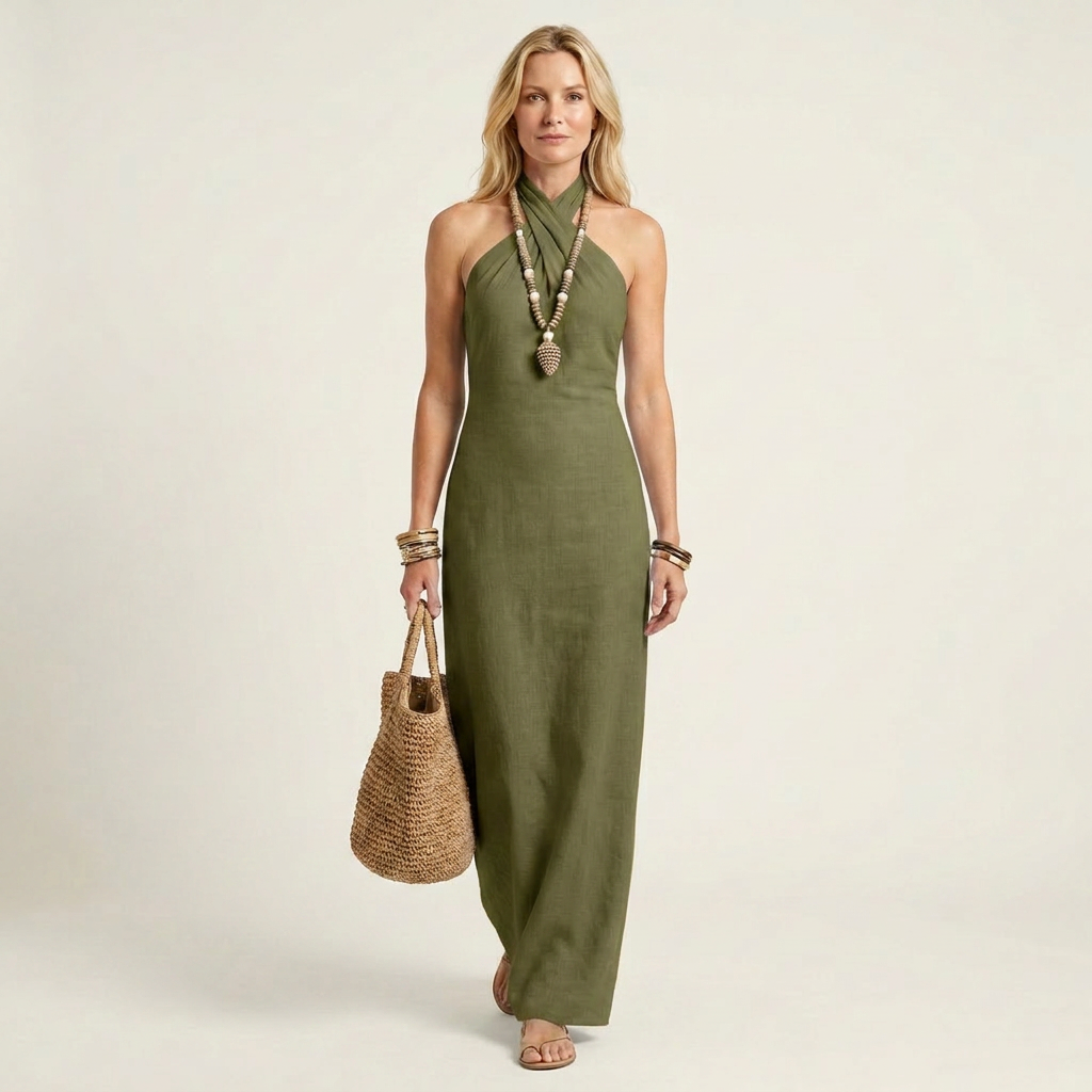 Jenna | Halter-Neck Open-Back Maxi Dress