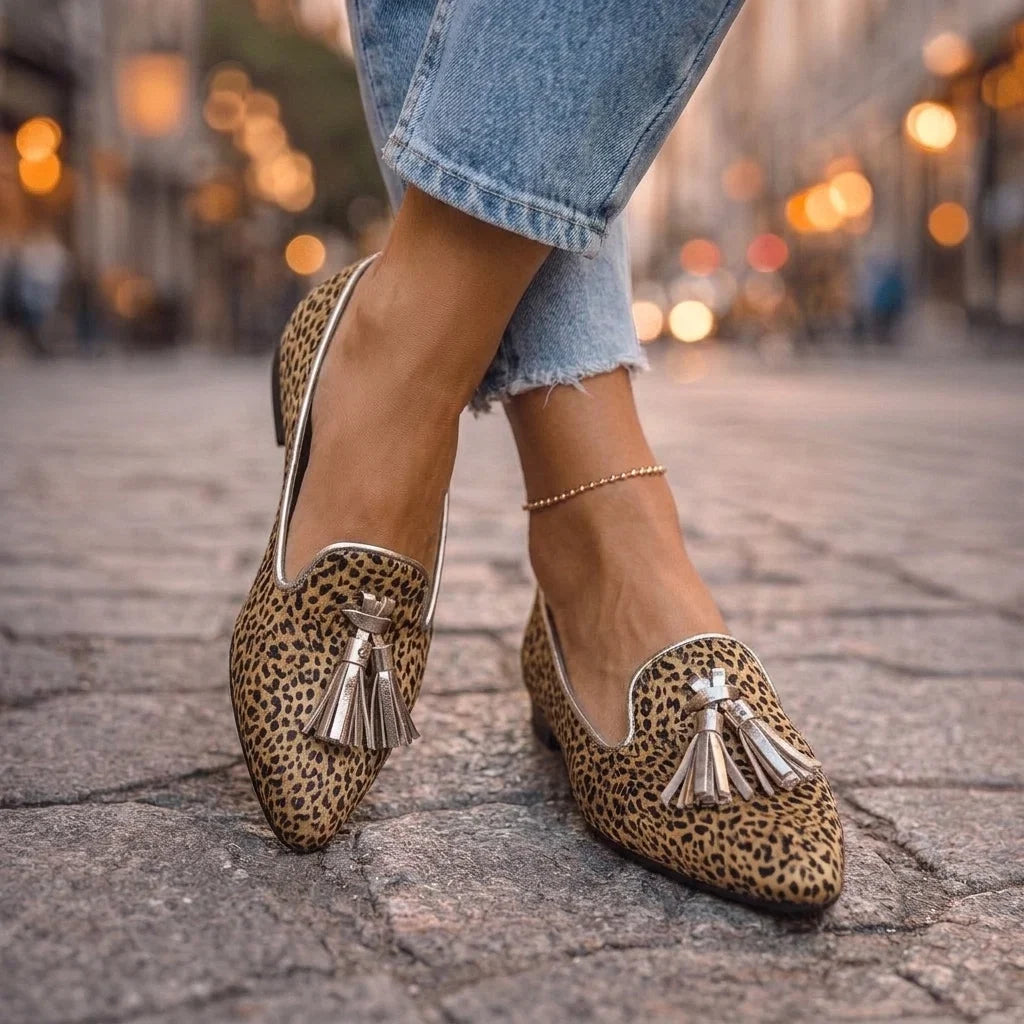 Dalia Loafers with Tassels and Animal Print