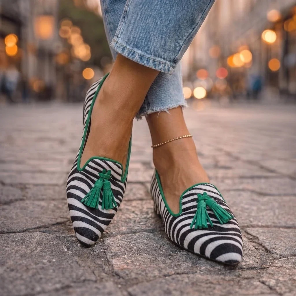 Dalia Loafers with Tassels and Animal Print