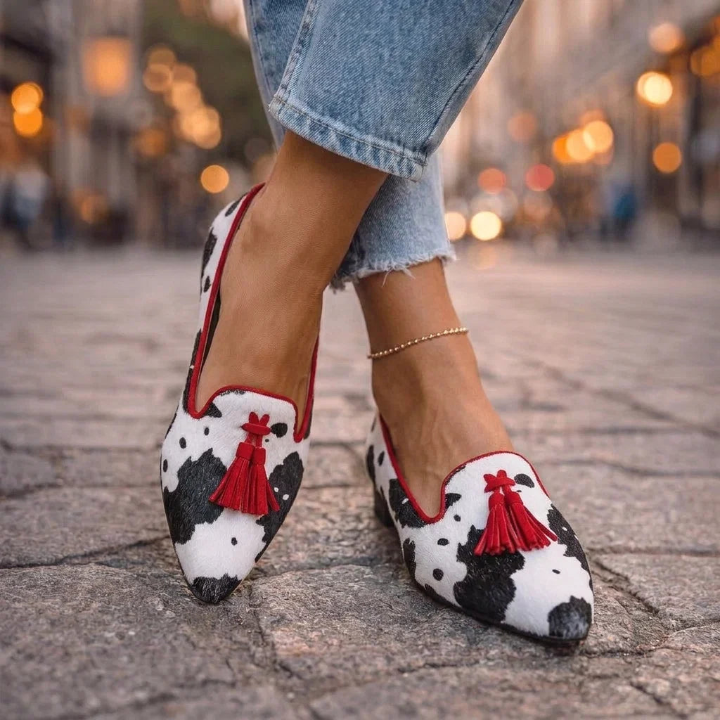 Dalia Loafers with Tassels and Animal Print