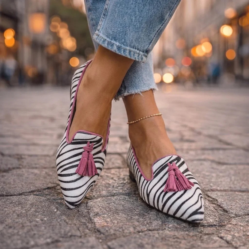 Dalia Loafers with Tassels and Animal Print