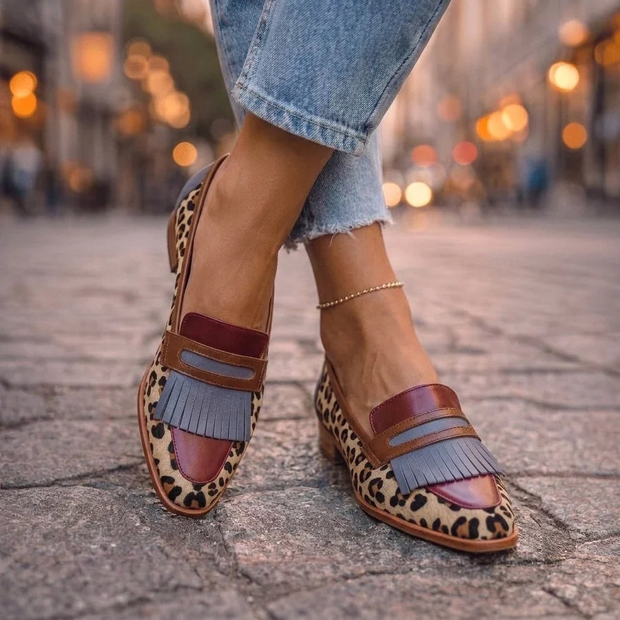 Bianca Loafers with Fringes and Leopard Print