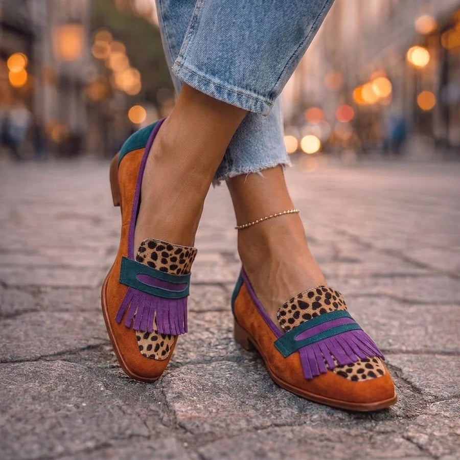Bianca Loafers with Fringes and Leopard Print