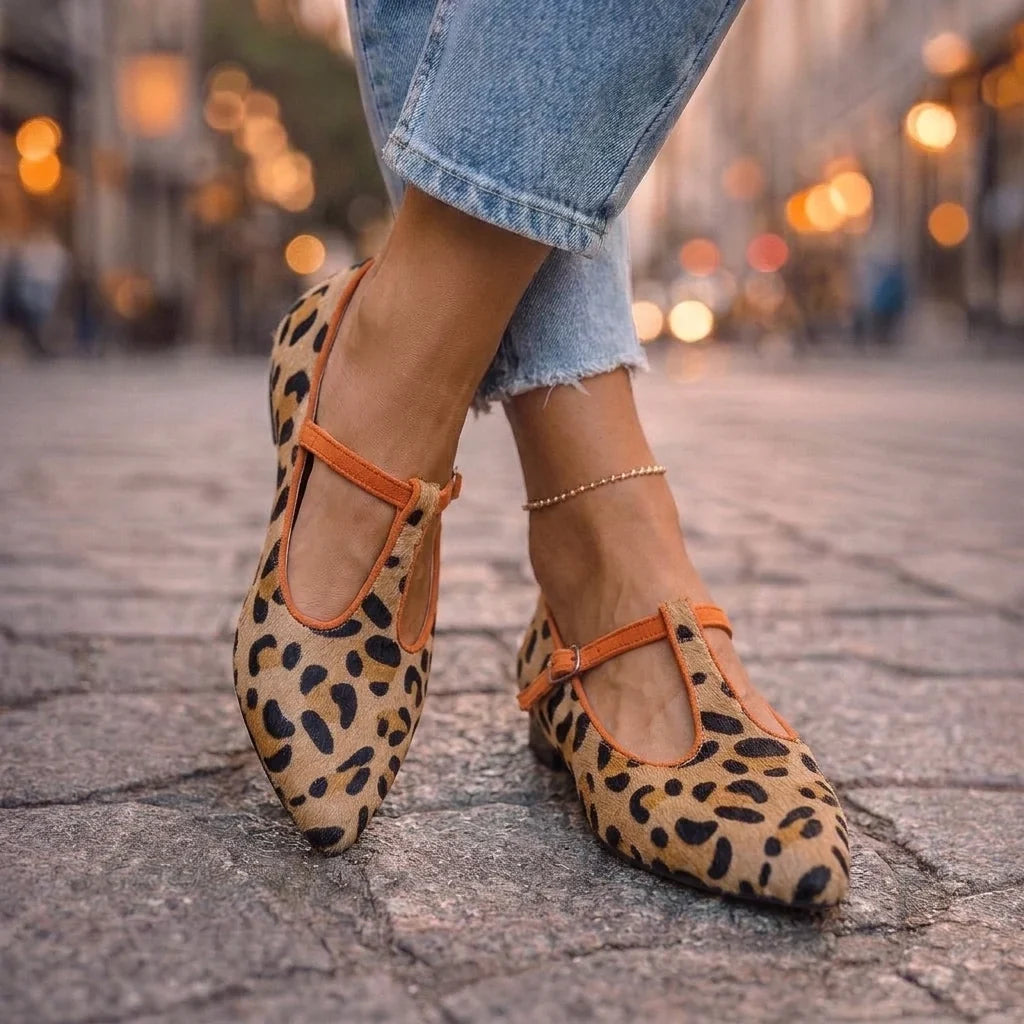 Celeste Pointed Ballerinas with Double Buckle