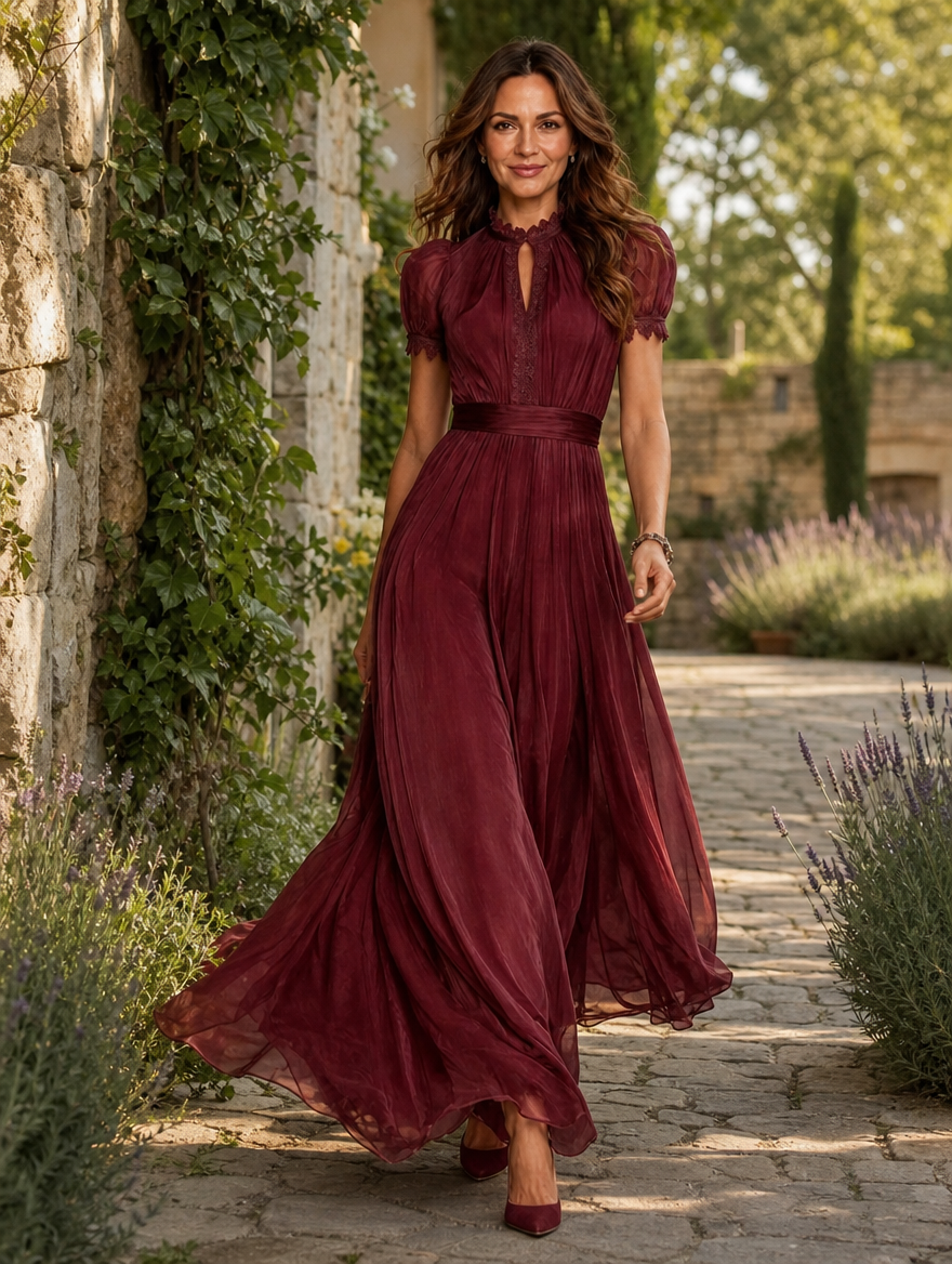 Zoey | Ruffle Neck Pleated Dress for Women