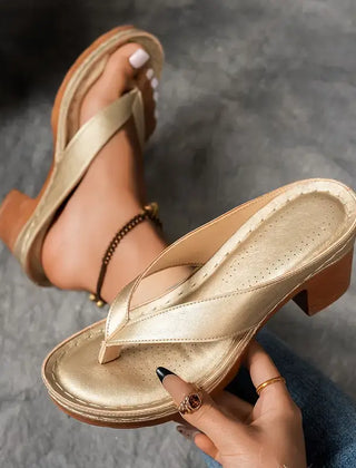 Elegance & Comfort Heeled Toe-Post Sandals