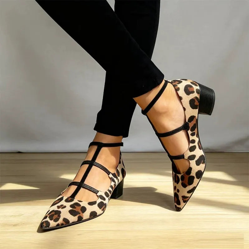 Jessica | Leopard Strappy Pointed Heels