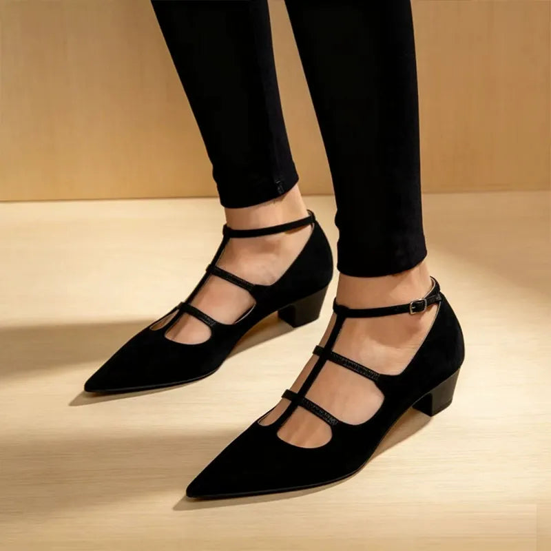 Sarah | Strappy Pointed Block Heels