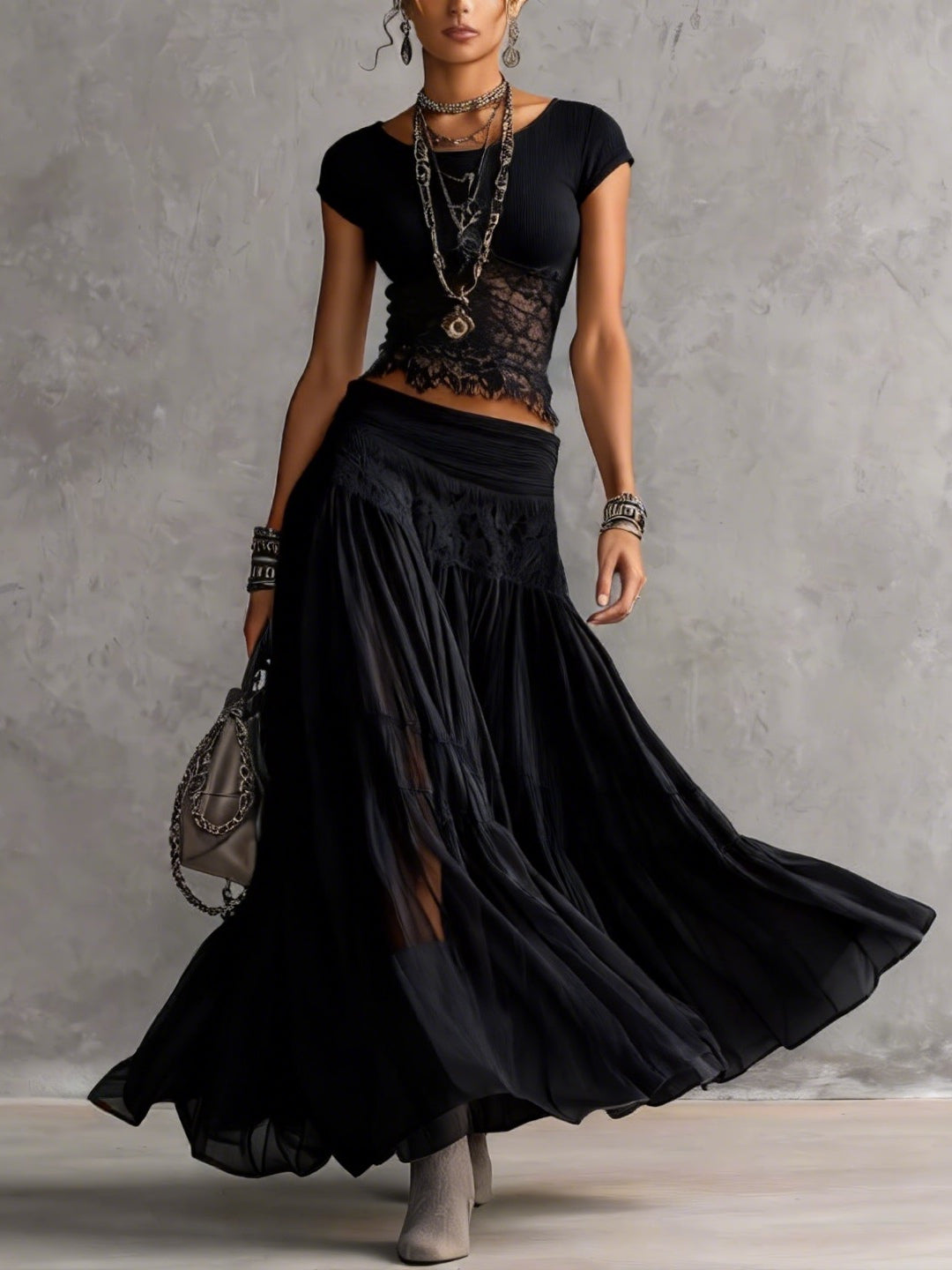 Juliette™ | Lace Set and Pleated Chiffon Skirt