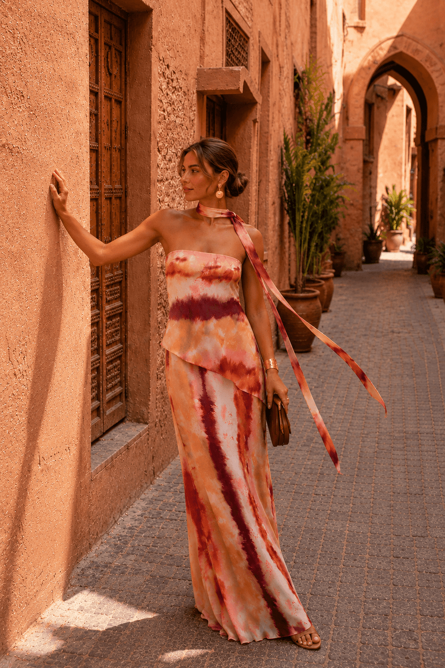 Pilar™ | Long Printed Set with Strapless Neckline