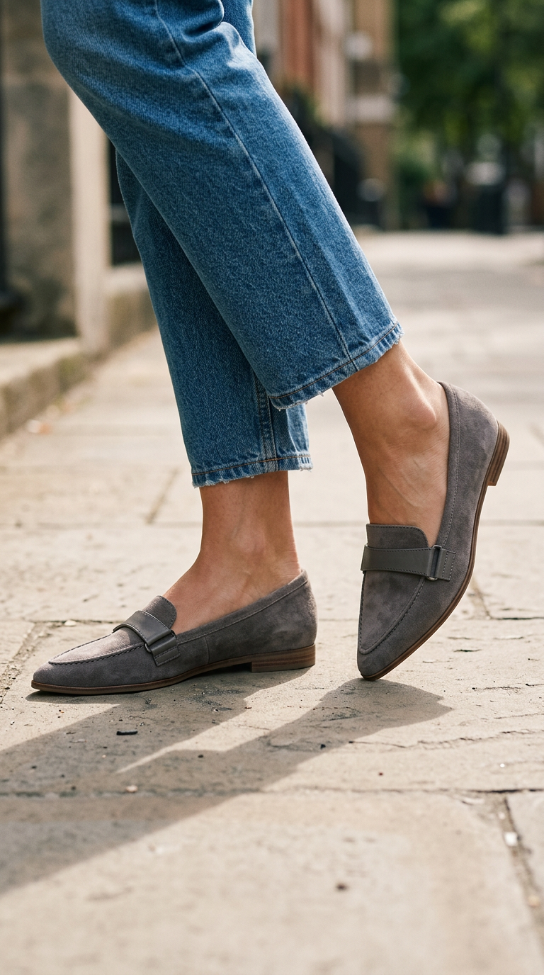 Pointed Moccasin with Strap over the Foot