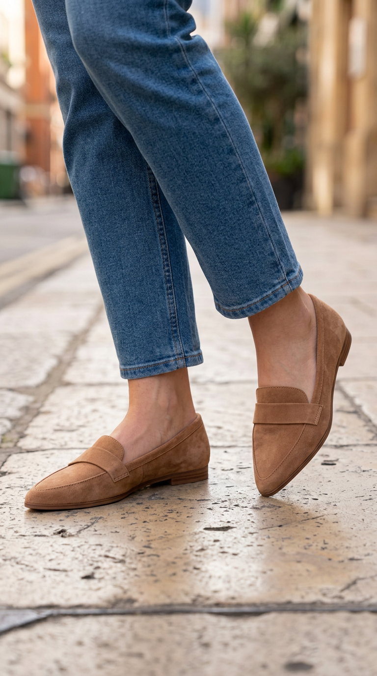 Pointed Moccasin with Strap over the Foot