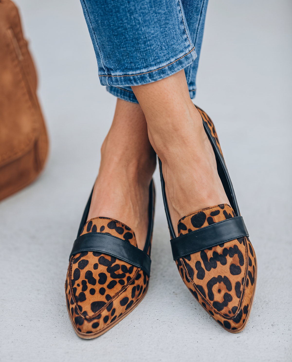 Pointed Moccasin with Strap over the Foot