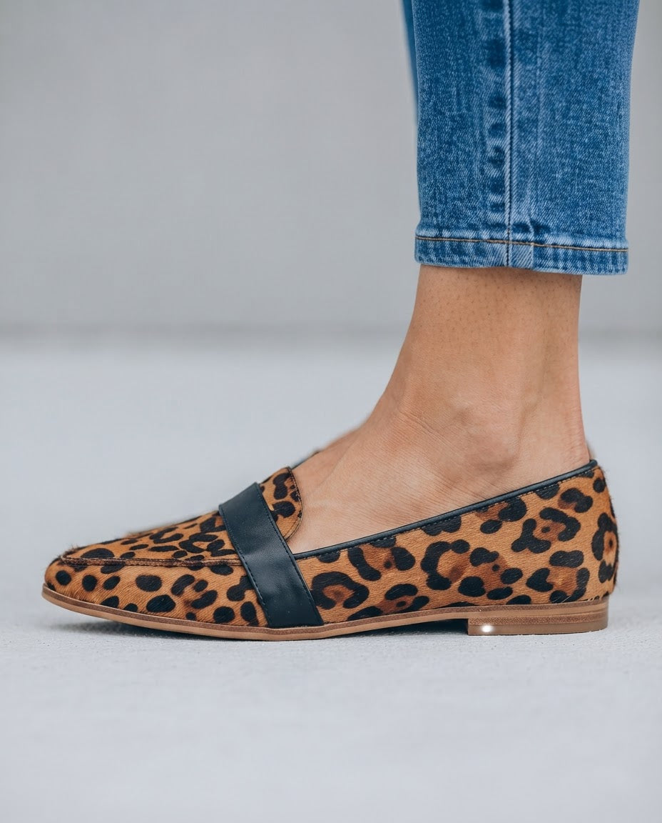 Pointed Moccasin with Strap over the Foot