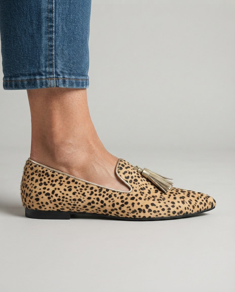 Ginevra Loafers — Cheetah, Light Gold Tassels