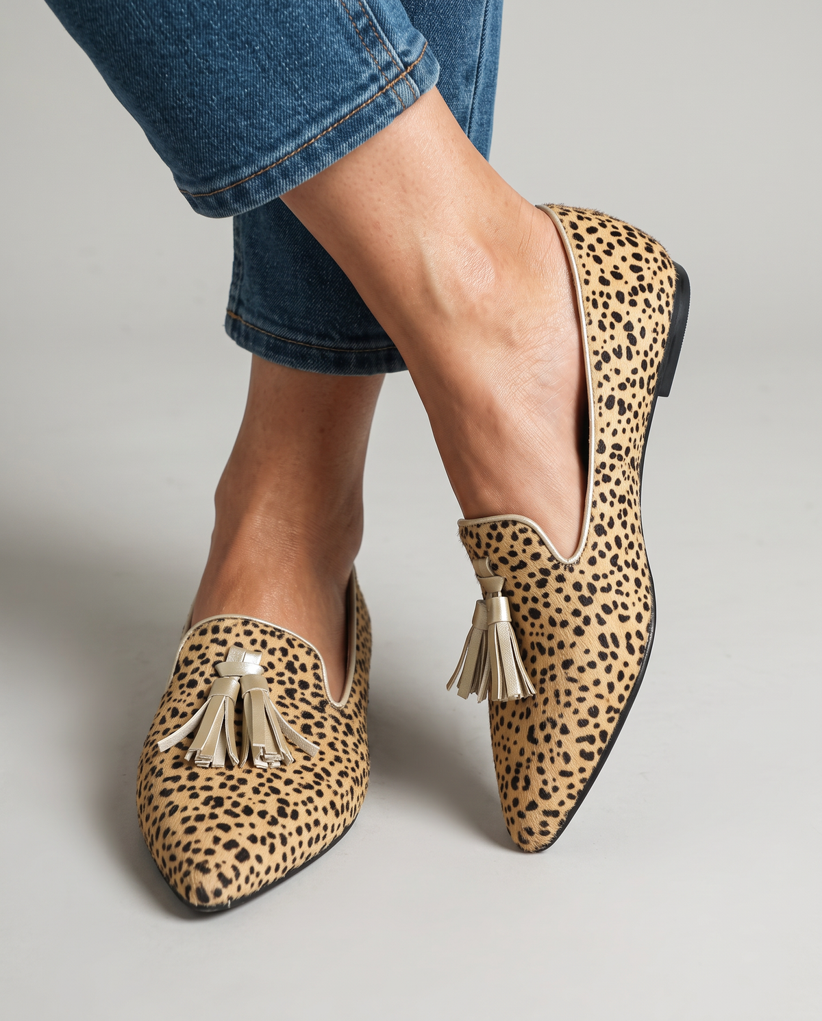 Ginevra Loafers — Cheetah, Light Gold Tassels