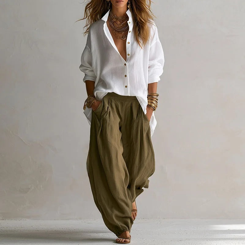 Clementina Fluid Shirt and Wide Trouser Set