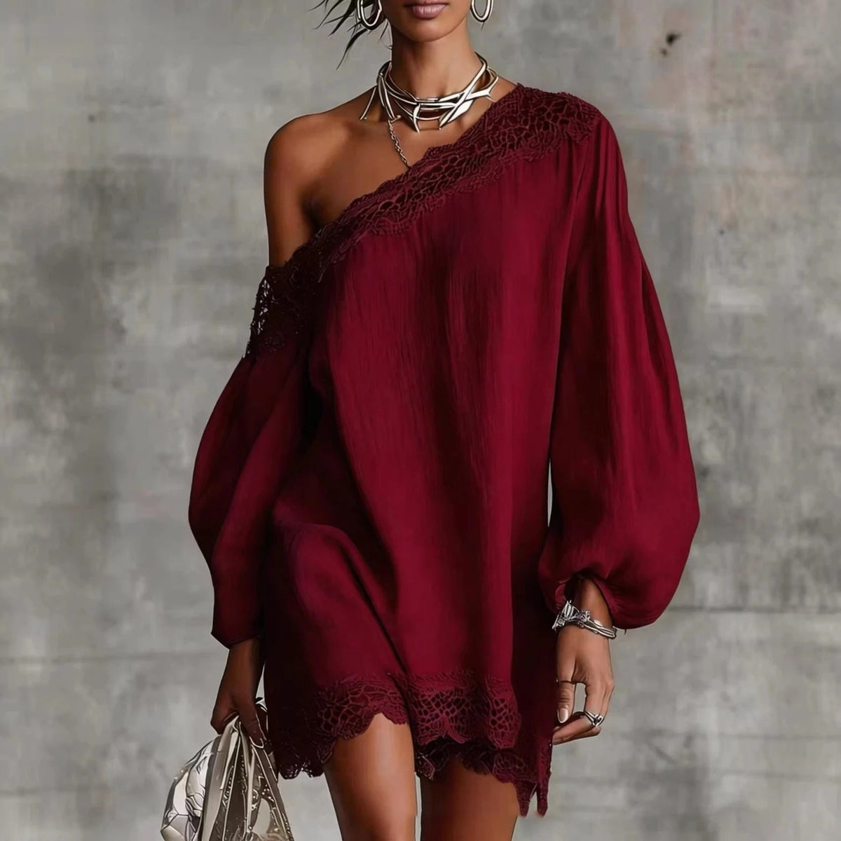 Arianna Mini Dress with Off-the-Shoulder and Puff Sleeves