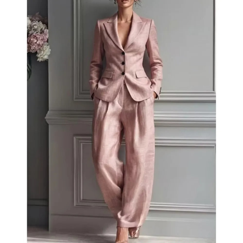 Asuncion Elegant Suit Set with Tailored Blazer and Wide Trousers