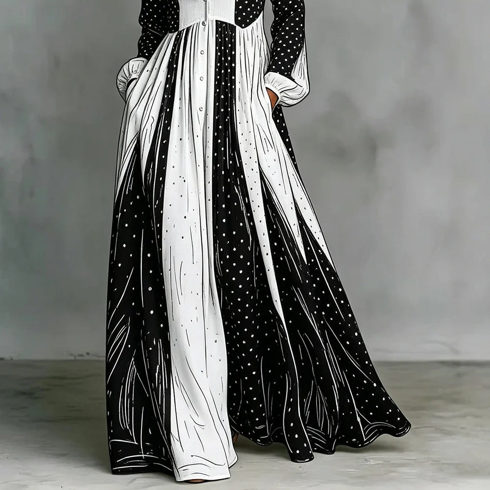 Serafina Bicolour Polka Dot Maxi Dress