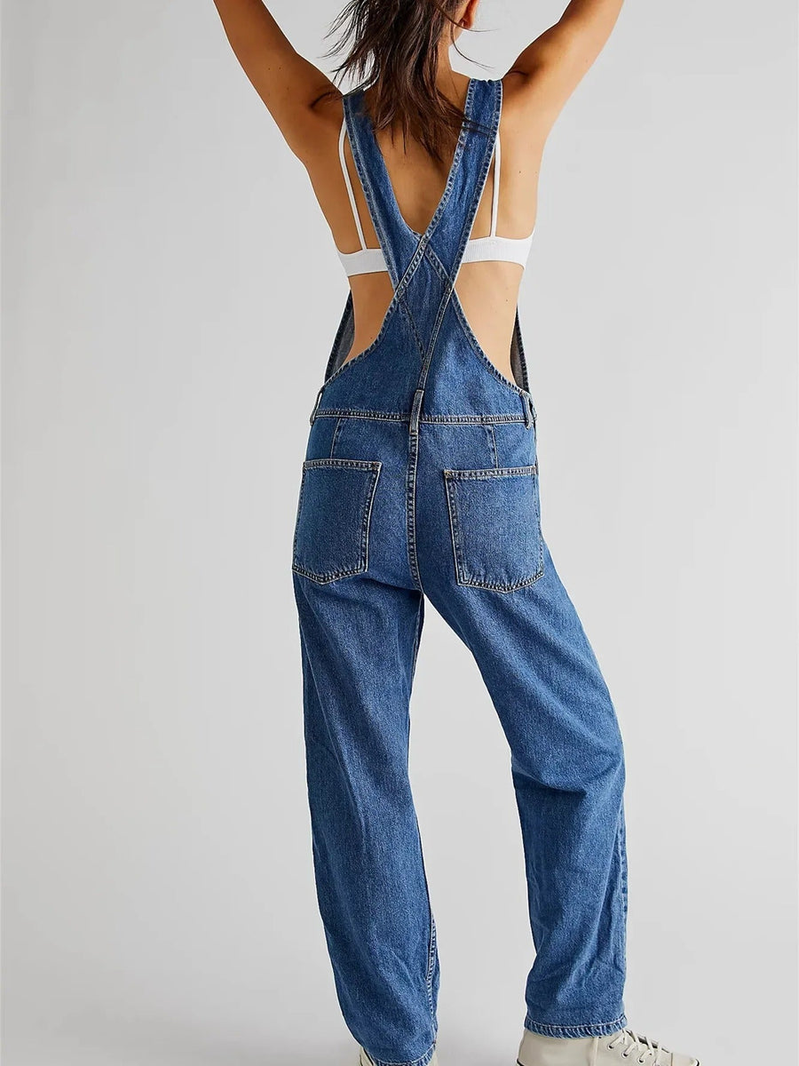 Clara relaxed-fit denim dungarees
