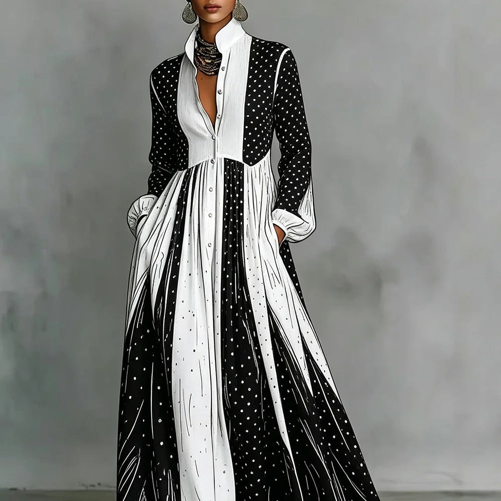 Serafina Bicolour Polka Dot Maxi Dress