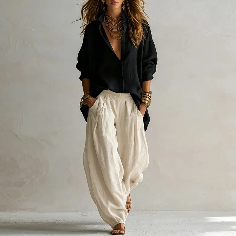 Clementina Fluid Shirt and Wide Trouser Set