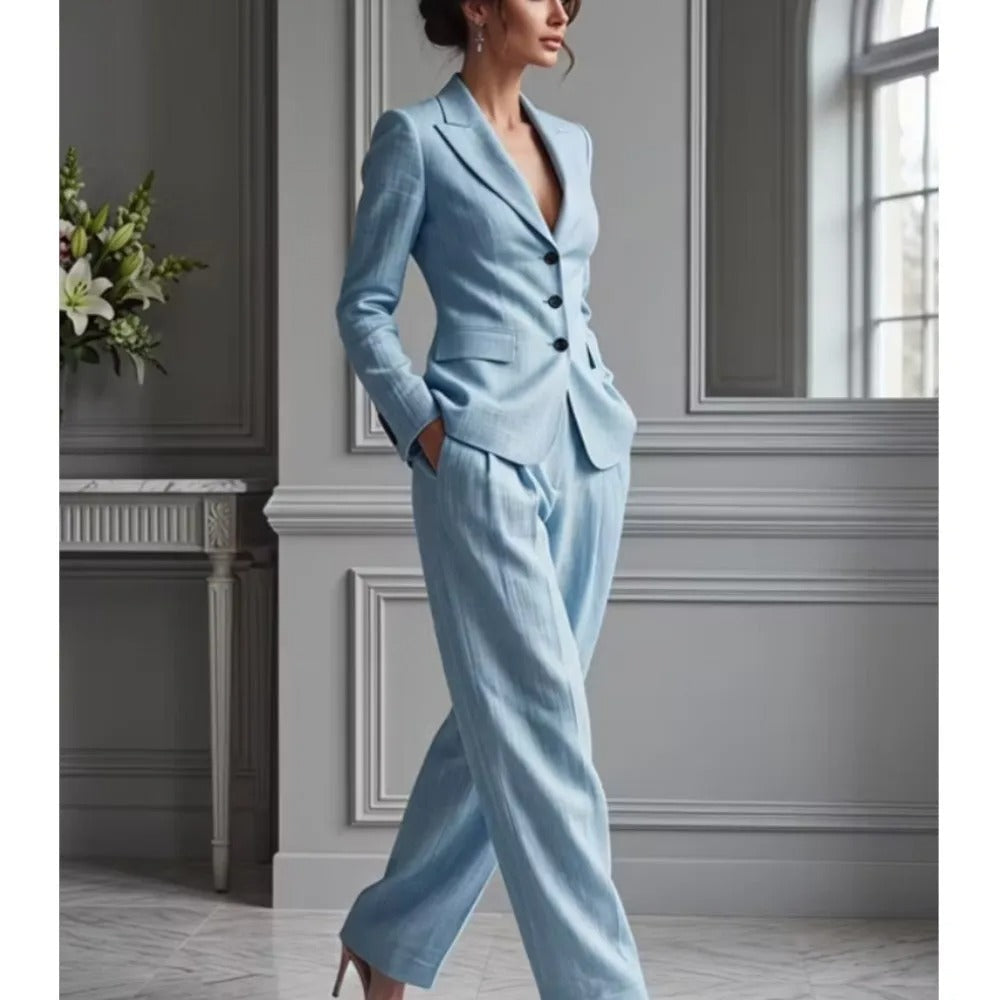 Asuncion Elegant Suit Set with Tailored Blazer and Wide Trousers