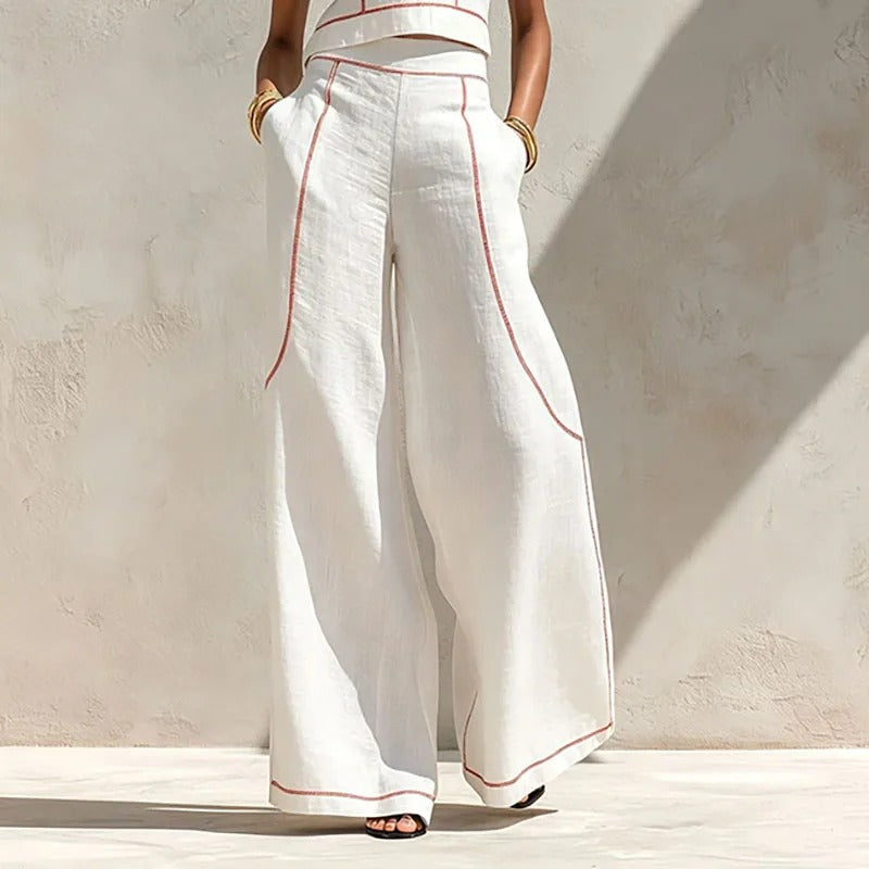 Inés Two-Piece Set with Palazzo Trousers and Contrast Details