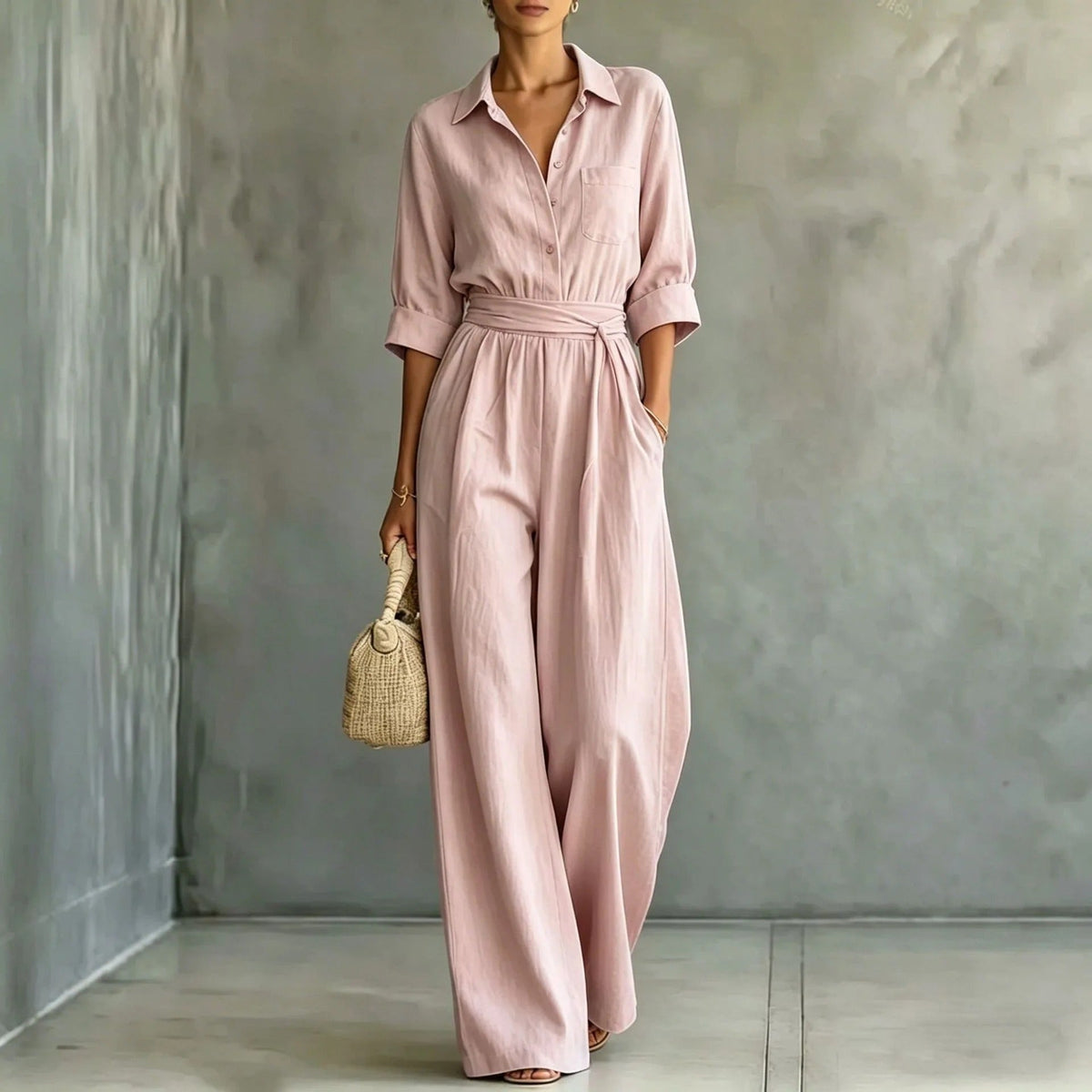 Brigida Elegant Jumpsuit with Adjustable Waist and Wide Trousers