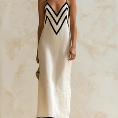 Marisa | Long Contrast Chevron Dress