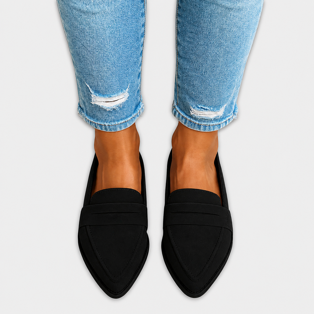 Irene Loafer — Pointed Suede Effect
