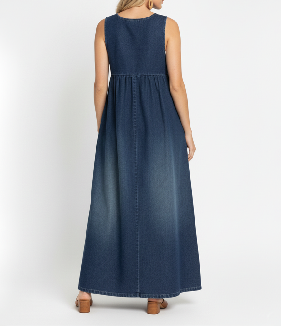 Karen | Vintage Washed Denim Long Dress