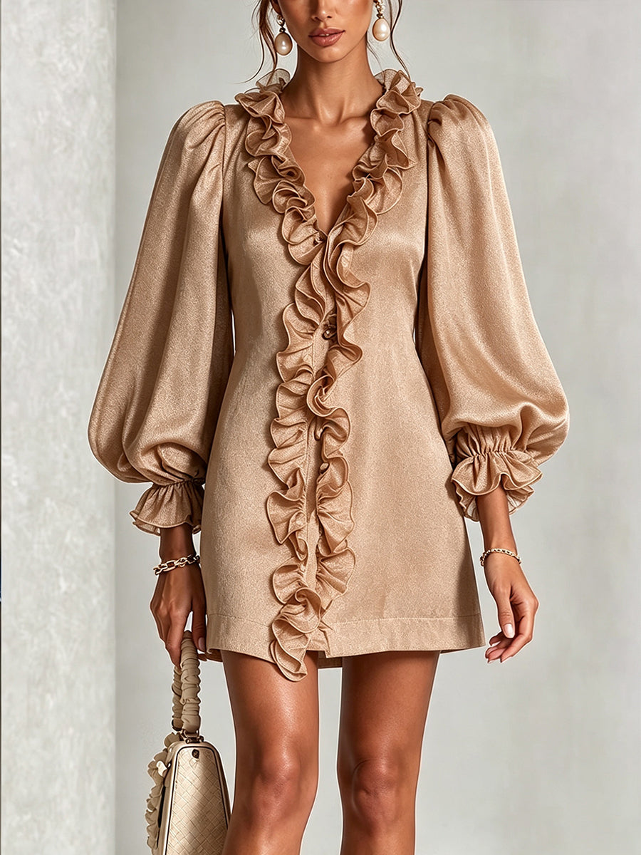 Emery | Elegant Ruffle Detail Mini Dress