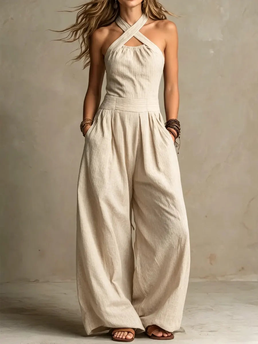 Mariela Elegant Jumpsuit with Crossed Neckline