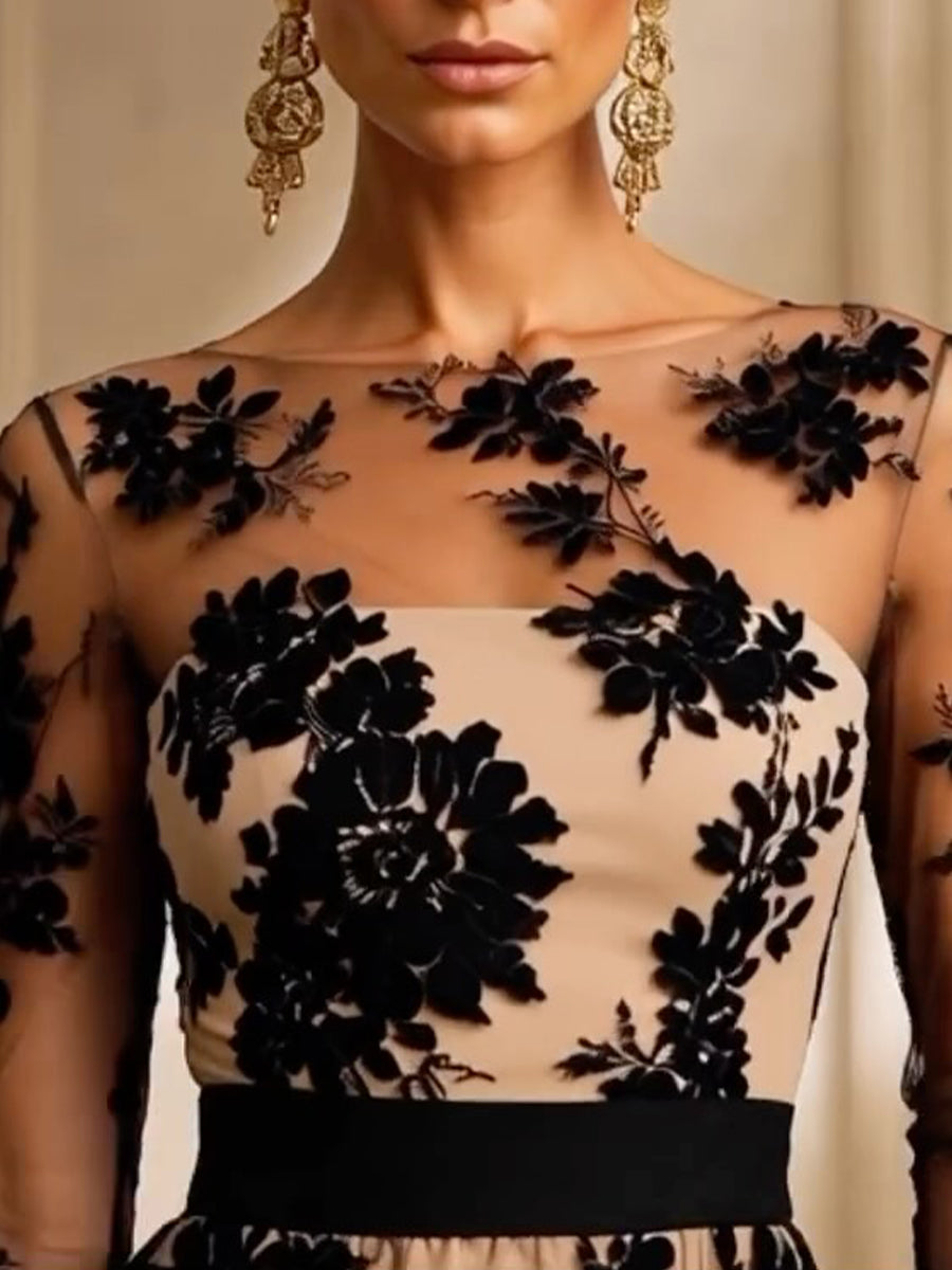 Adeline Floral Midi Evening Dress